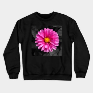 Bright pink flower with black background Crewneck Sweatshirt